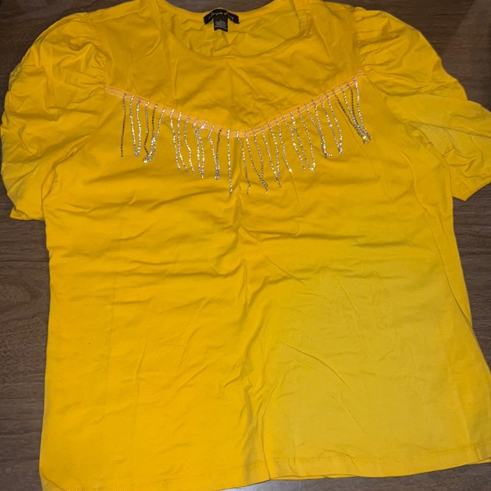 Yellow rhinestone shirt